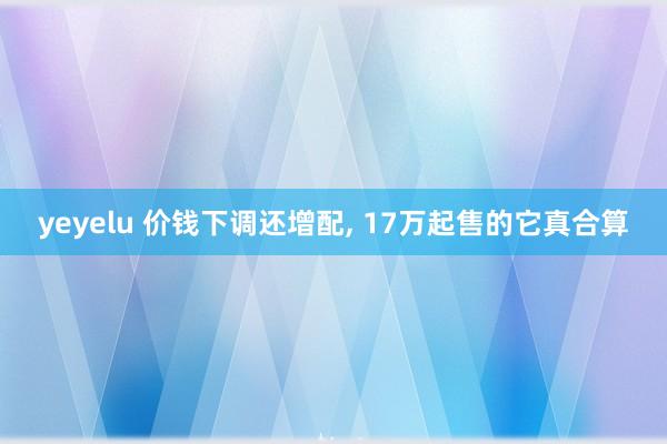 yeyelu 价钱下调还增配, 17万起售的它真合算